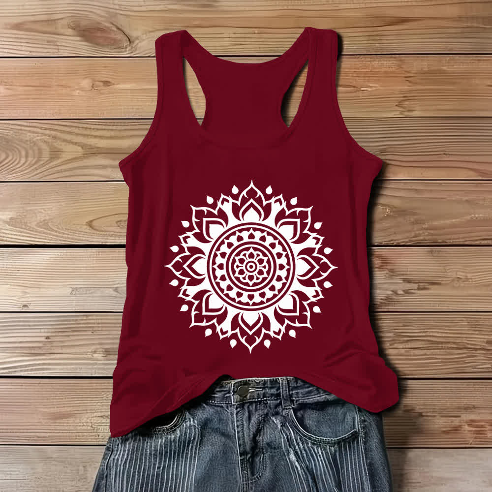 Olivenorma Boho Mandala Flowy Canotta fluida da donna - Rosso - 3XL - image 6