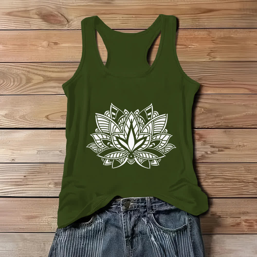 Canotta yoga con mandala e fiore di loto Olivenorma - Verde - 3XL - image 8