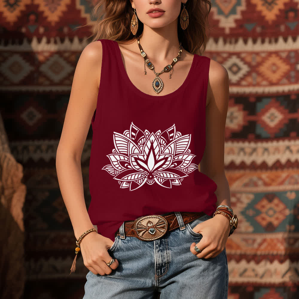 Canotta yoga con mandala e fiore di loto Olivenorma - image 1