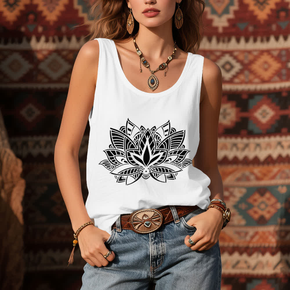 Canotta yoga con mandala e fiore di loto Olivenorma - image 3