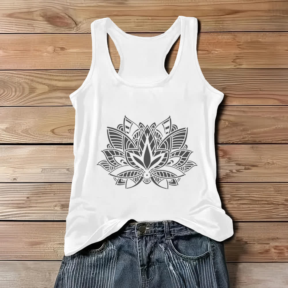 Canotta yoga con mandala e fiore di loto Olivenorma - Bianco - 3XL - image 2