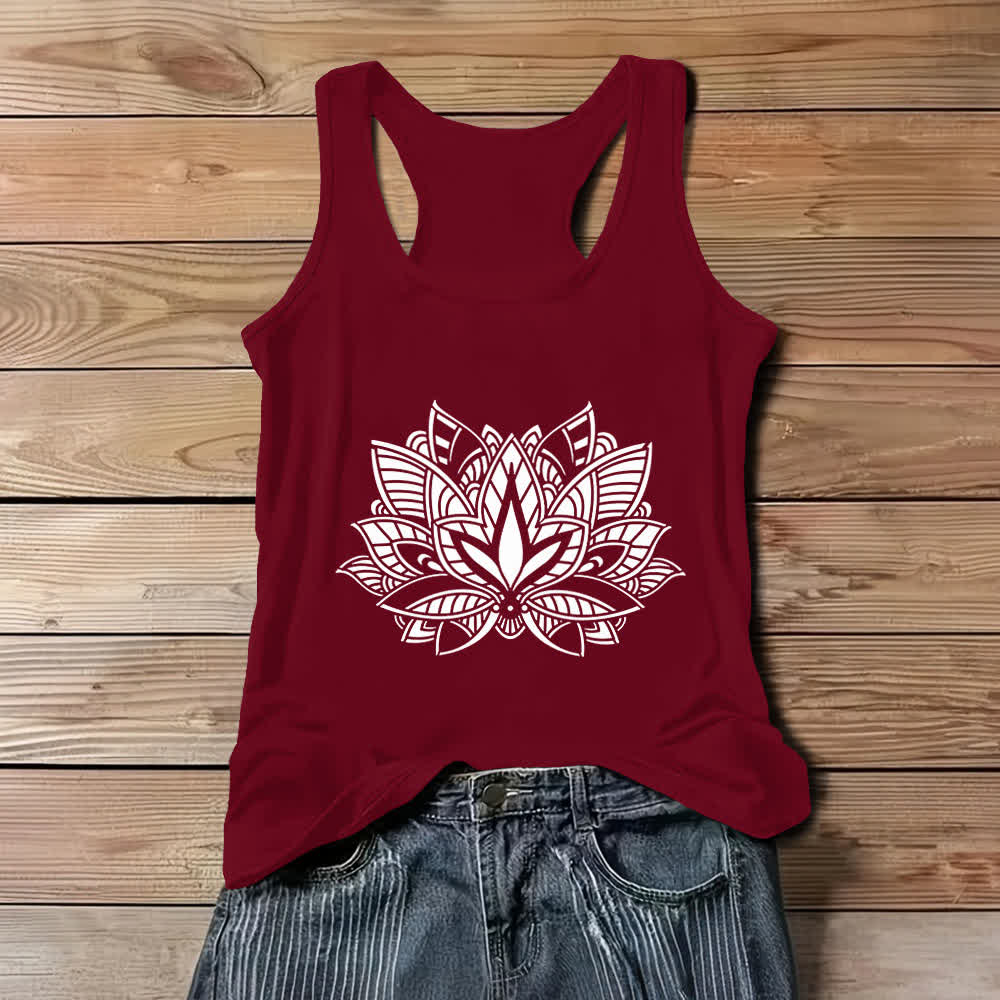 Canotta yoga con mandala e fiore di loto Olivenorma - Rosso - 3XL - image 0