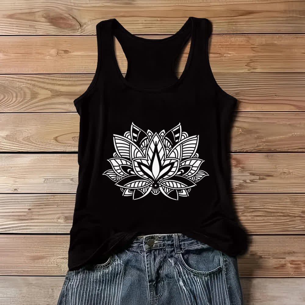 Canotta yoga con mandala e fiore di loto Olivenorma - Nero - 3XL - image 5