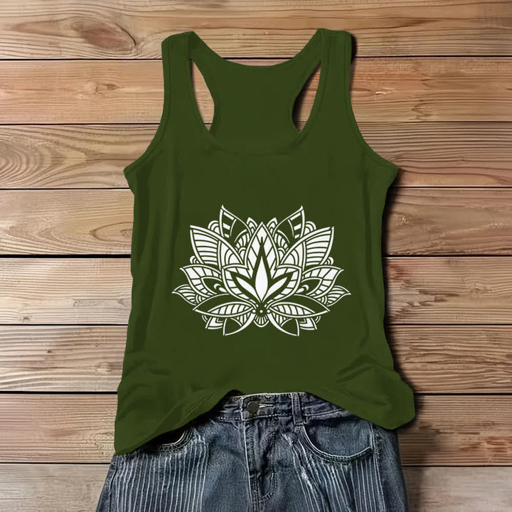 Canotta yoga con mandala e fiore di loto Olivenorma - Verde - 3XL - image 9
