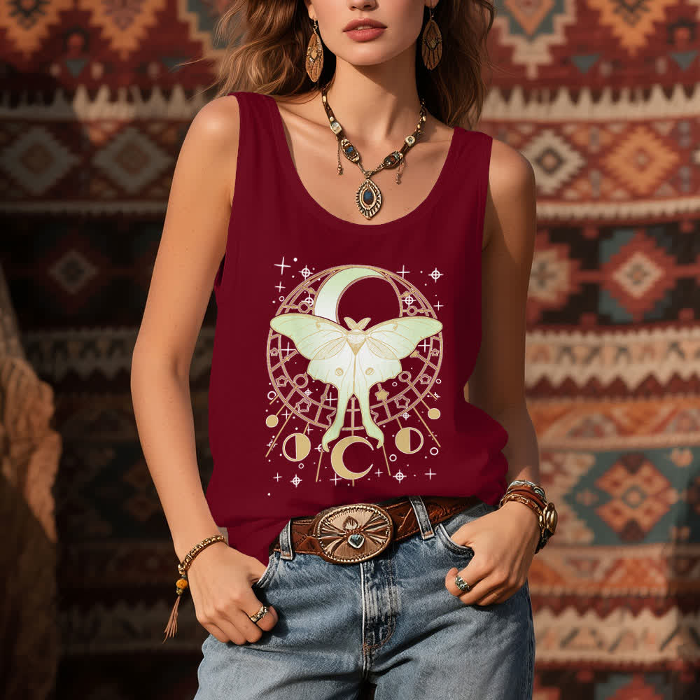 Canotta Olivenorma Boho Celestial Moon Phase Luna Moth - image 8
