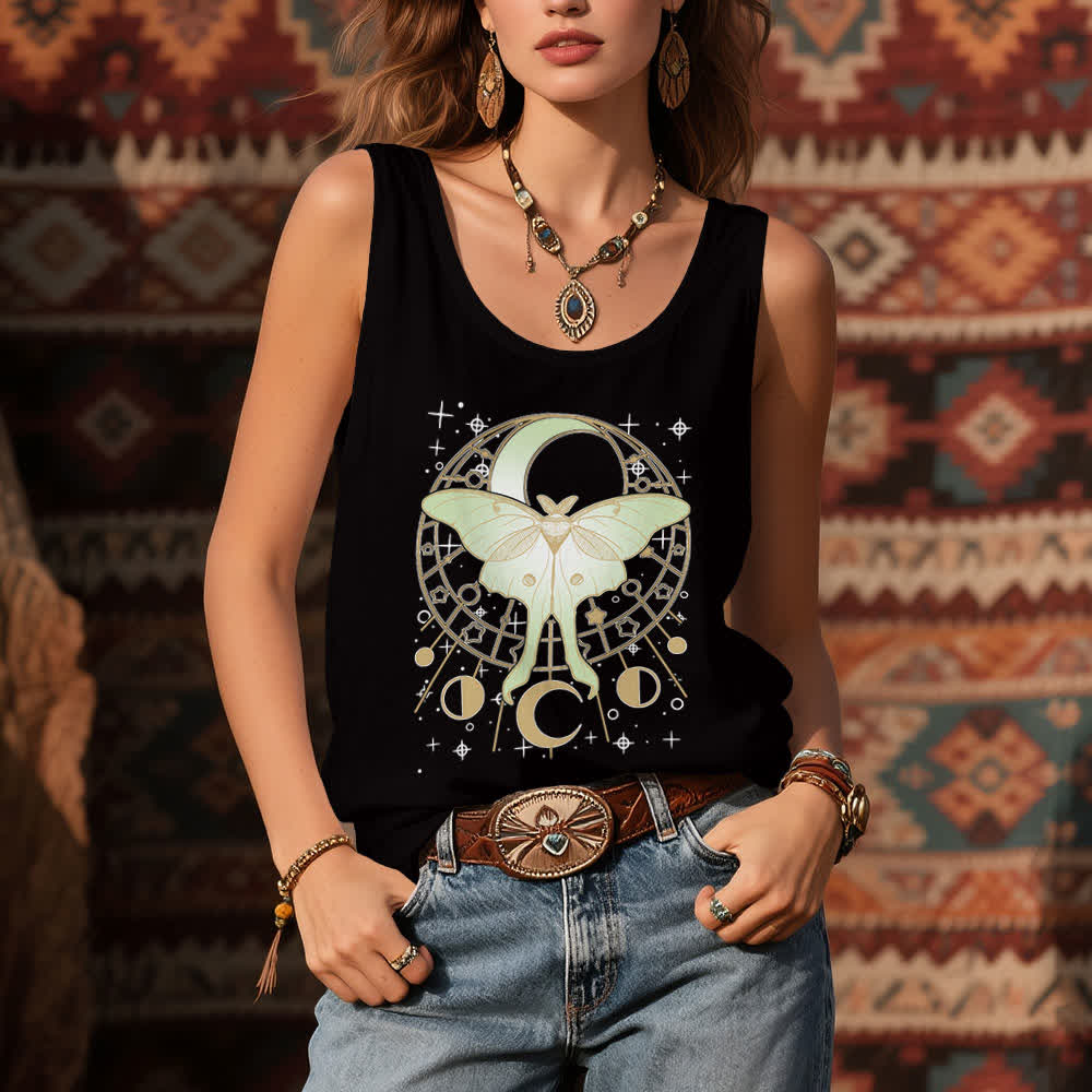 Canotta Olivenorma Boho Celestial Moon Phase Luna Moth - image 3