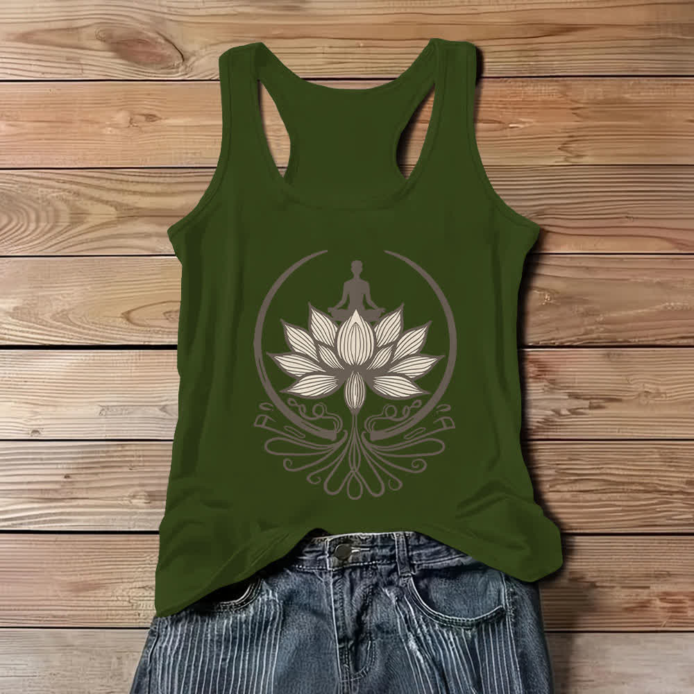 Olivenorma Crew Neck Canotta per Meditazione Lotus - Verde - 3XL - image 8