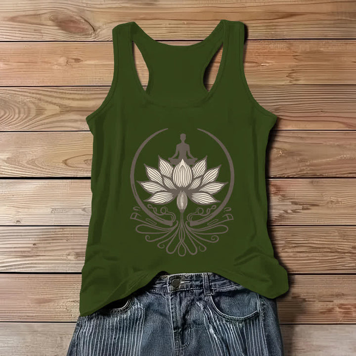 Olivenorma Crew Neck Canotta per Meditazione Lotus - Verde - 3XL - image 8