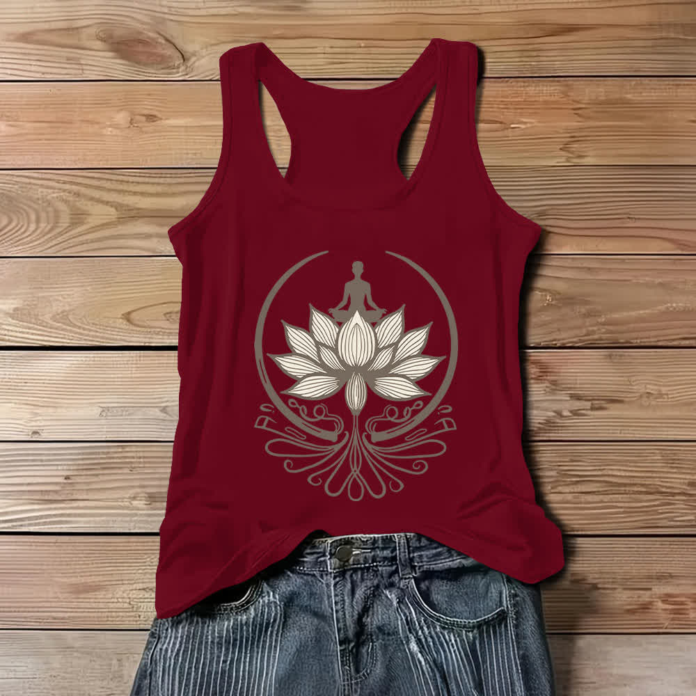 Olivenorma Crew Neck Canotta per Meditazione Lotus - Rosso - 3XL - image 6