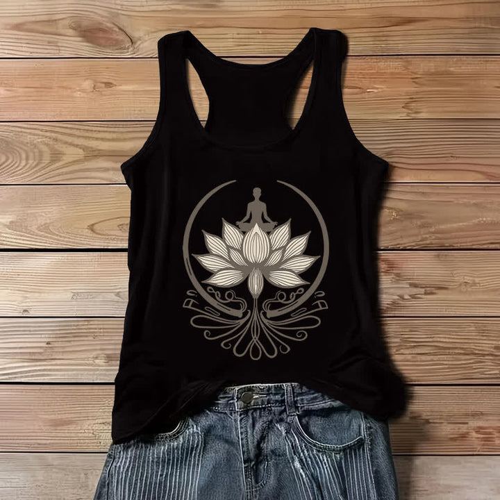 Olivenorma Crew Neck Canotta per Meditazione Lotus - Nero - 3XL - image 2