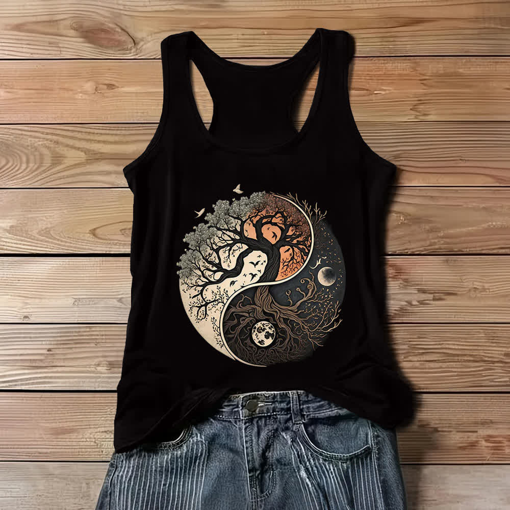 Canotta senza maniche con stampa albero Yin Yang Olivenorma - Nero - 3XL - image 1