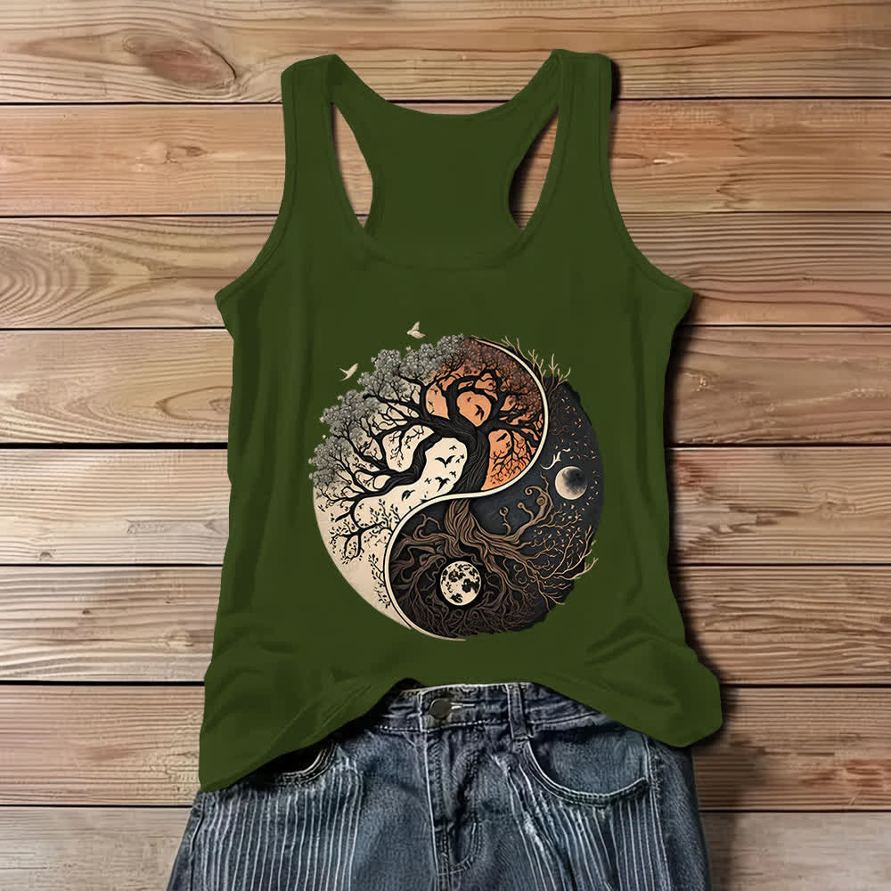 Canotta senza maniche con stampa albero Yin Yang Olivenorma - Verde - 3XL - image 8