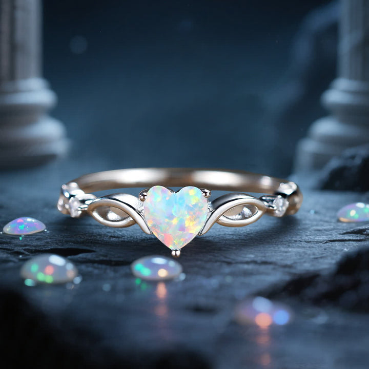 Olivenorma Cuore di Nyx - Anello con corona di opale eterno - image 3