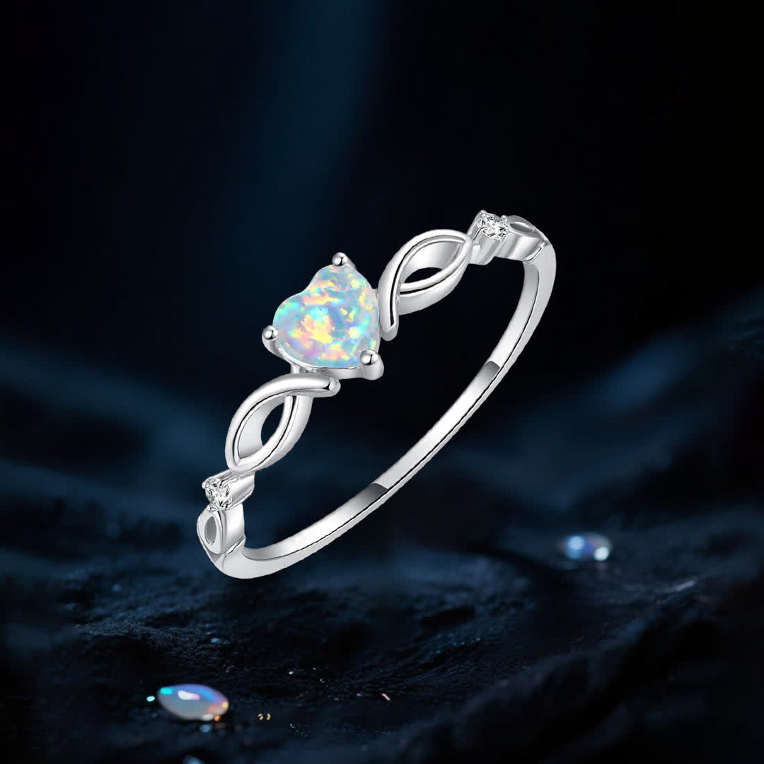 Olivenorma Cuore di Nyx - Anello con corona di opale eterno - Colore argento - Stati Uniti 10 - image 1
