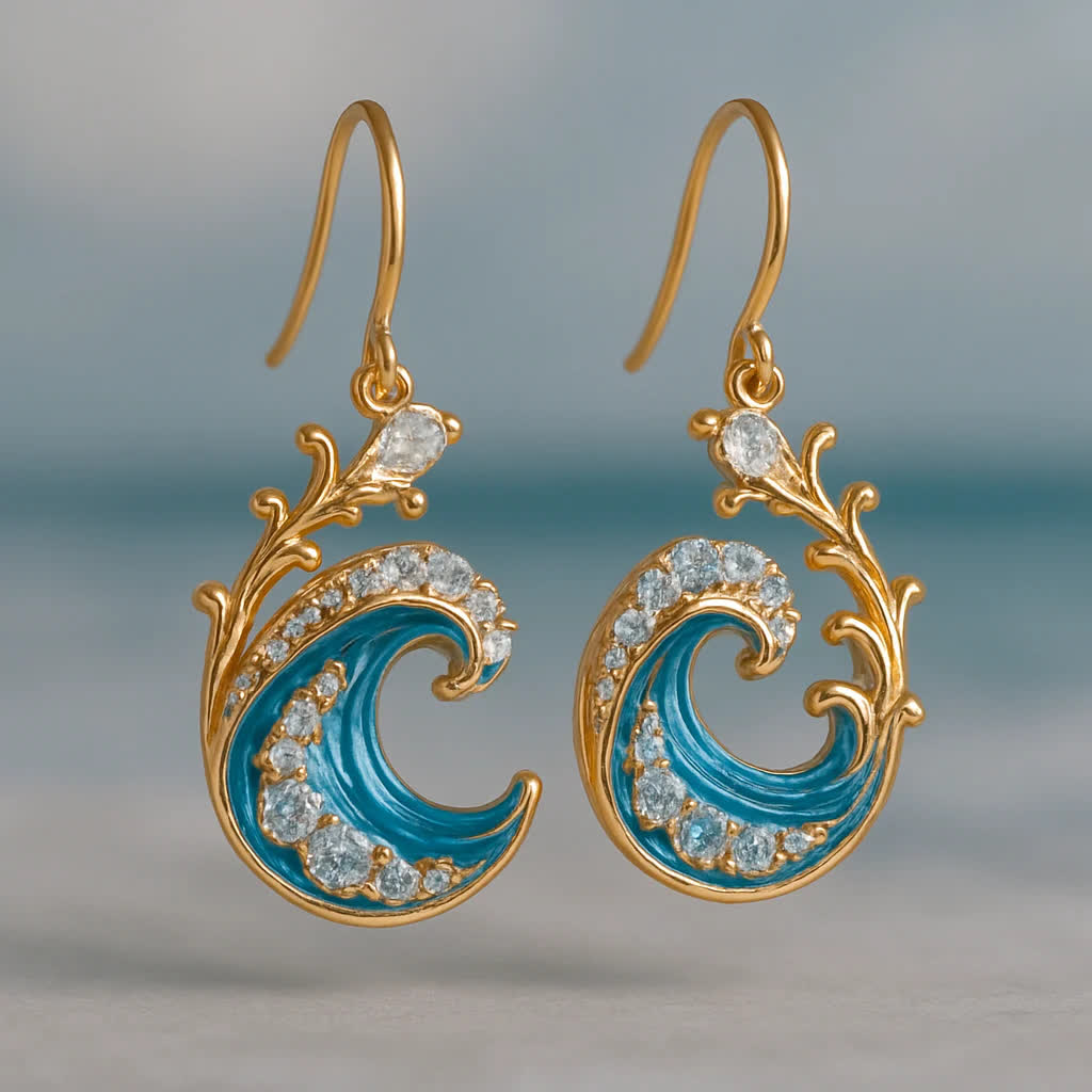 Olivenorma Elysian Tides – The Ocean Secret Wave Orecchini Collana Anello - Orecchini - 1*1,2 cm - image 6