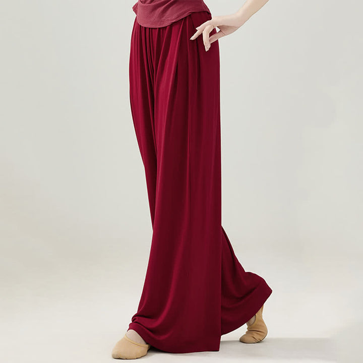 Olivenorma Modal Comodi Pantaloni Dritti per Yoga e Danza - Rosso - 2XL - image 18