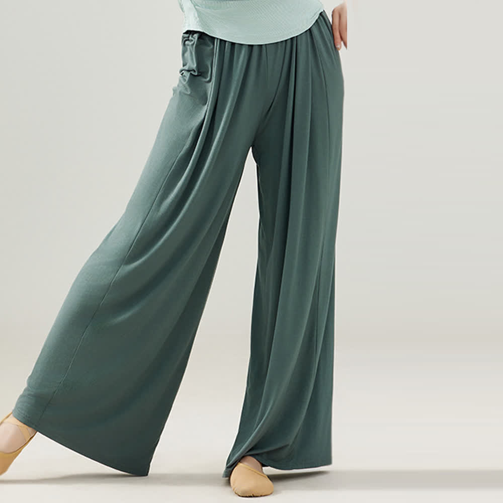 Olivenorma Modal Comodi Pantaloni Dritti per Yoga e Danza - Grigio-verde - 2XL - image 25