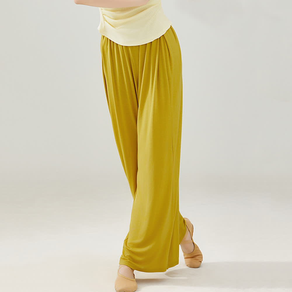 Olivenorma Modal Comodi Pantaloni Dritti per Yoga e Danza - Giallo - 2XL - image 8