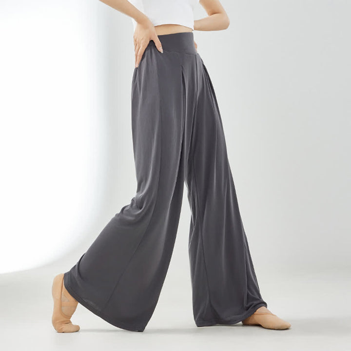 Pantaloni a gamba larga per yoga e danza Olivenorma in rayon e cuprammonio - Grigio - XL - image 2