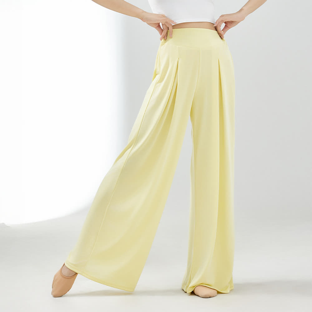 Pantaloni a gamba larga per yoga e danza Olivenorma in rayon e cuprammonio - Giallo - XL - image 1