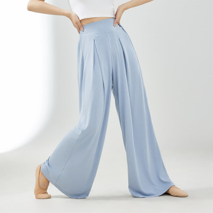 Pantaloni a gamba larga per yoga e danza Olivenorma in rayon e cuprammonio - Blu - XL - image 6