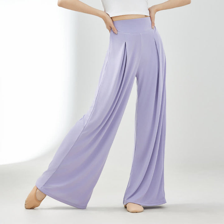 Pantaloni a gamba larga per yoga e danza Olivenorma in rayon e cuprammonio - Viola - XL - image 9