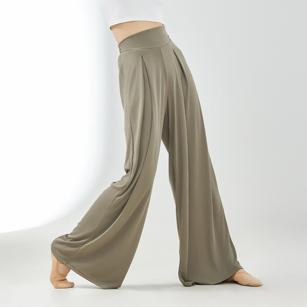 Pantaloni a gamba larga per yoga e danza Olivenorma in rayon e cuprammonio - Cachi - XL - image 10