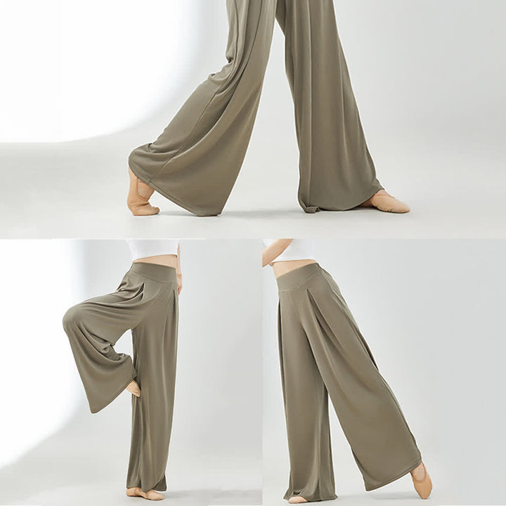 Pantaloni a gamba larga per yoga e danza Olivenorma in rayon e cuprammonio - image 11