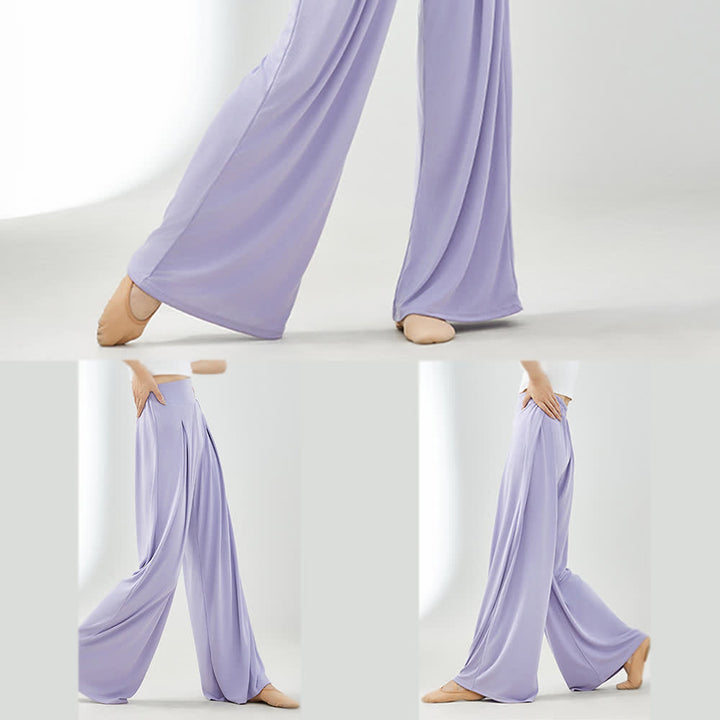 Pantaloni a gamba larga per yoga e danza Olivenorma in rayon e cuprammonio - image 9