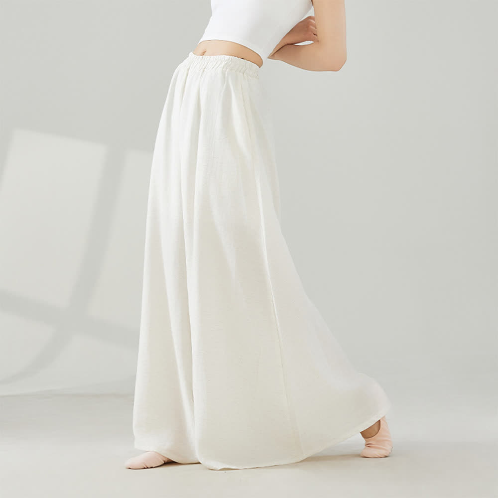 Pantaloni svasati a gamba larga in viscosa drappeggiata Olivenorma Yoga - Bianco - Taglia unica - image 1