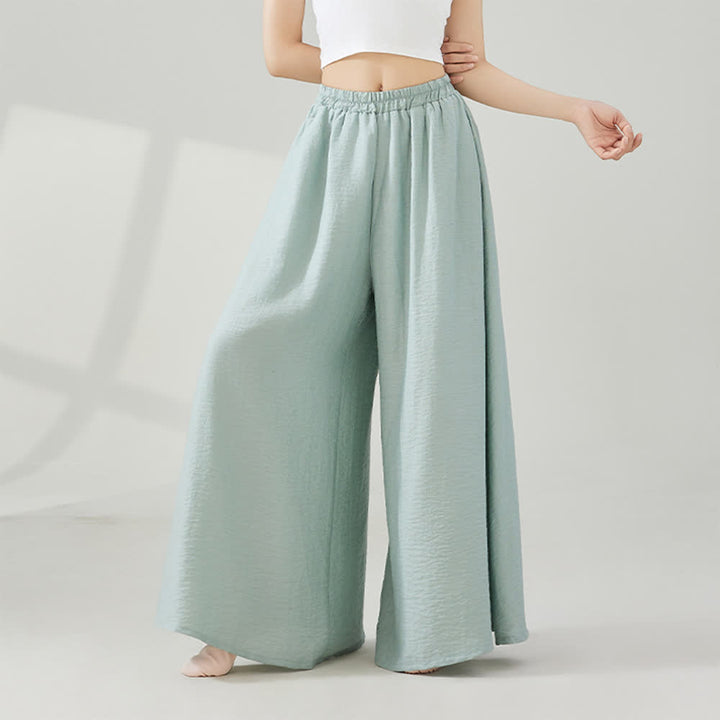 Pantaloni svasati a gamba larga in viscosa drappeggiata Olivenorma Yoga - Verde - Taglia unica - image 10