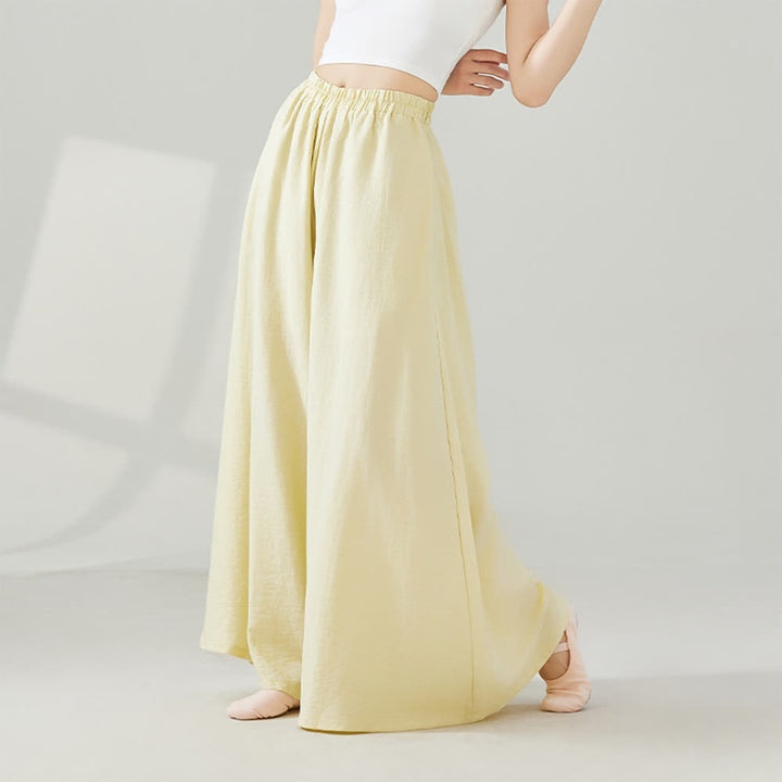 Pantaloni svasati a gamba larga in viscosa drappeggiata Olivenorma Yoga - Giallo - Taglia unica - image 7