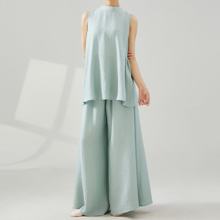 Pantaloni svasati a gamba larga in viscosa drappeggiata Olivenorma Yoga - image 11