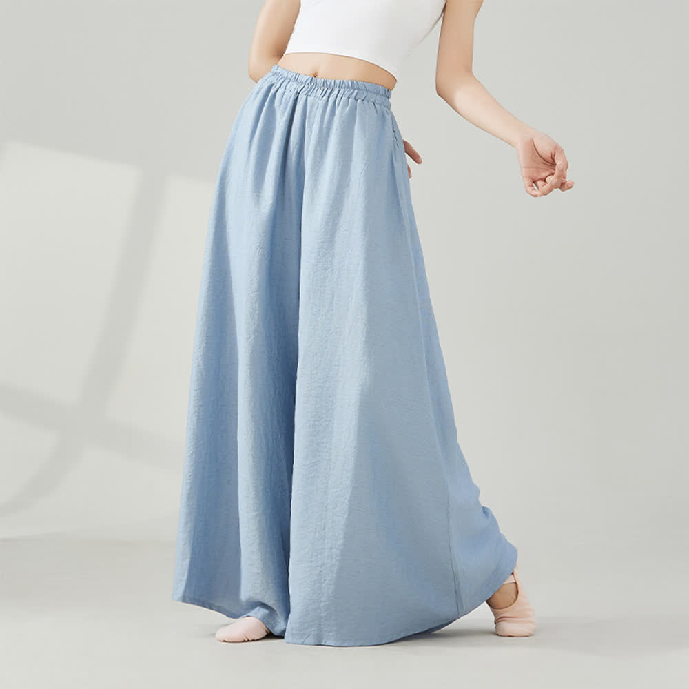 Pantaloni svasati a gamba larga in viscosa drappeggiata Olivenorma Yoga - Blu - Taglia unica - image 3