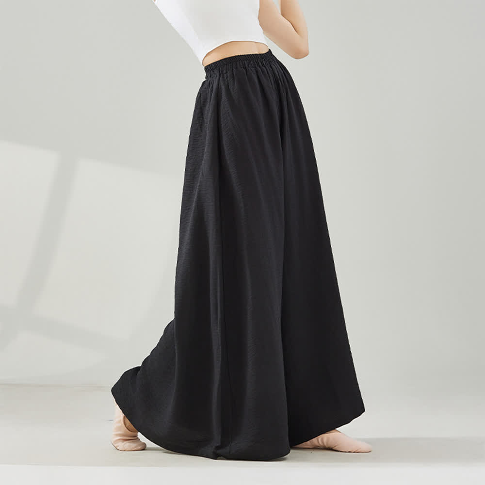 Pantaloni svasati a gamba larga in viscosa drappeggiata Olivenorma Yoga - Nero - Taglia unica - image 6