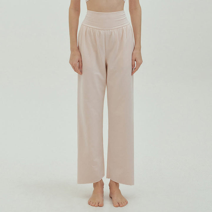 Olivenormafor Pantaloni della tuta larghi a vita alta e gamba larga - FlorealeBianco - L - image 29