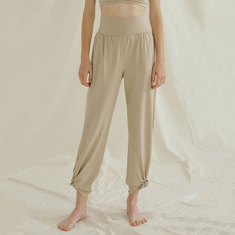 Olivenormafor Pantaloni della tuta larghi a vita alta e gamba larga - Beige - L - image 19