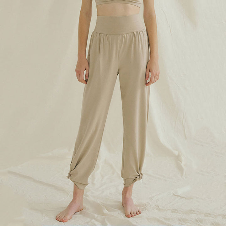 Olivenormafor Pantaloni della tuta larghi a vita alta e gamba larga - Beige - L - image 19