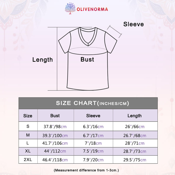 Olivenorma Mandala Floral Tee V-Neck Regular Fit Lotus Spiritual T-Shirt - image 7