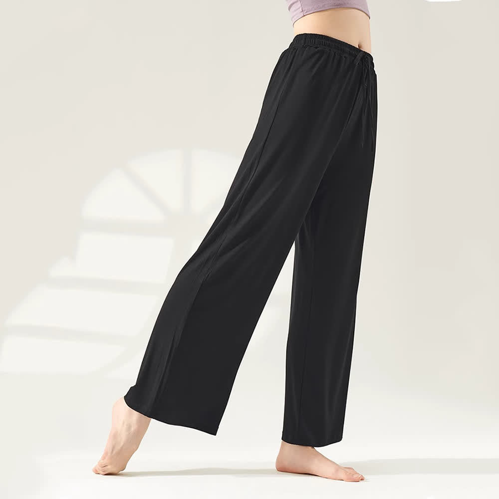 Pantaloni da yoga a gamba larga e dritta in modal Olivenorma - Nero - XL - image 0