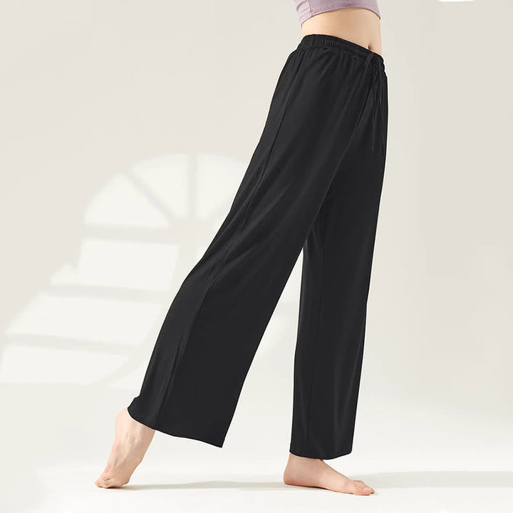 Pantaloni da yoga a gamba larga e dritta in modal Olivenorma - Nero - XL - image 0