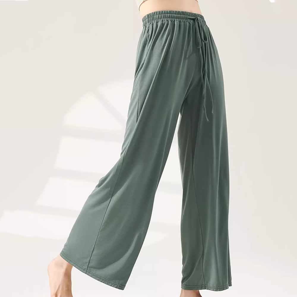 Pantaloni da yoga a gamba larga e dritta in modal Olivenorma - Grigio-verde - XL - image 11