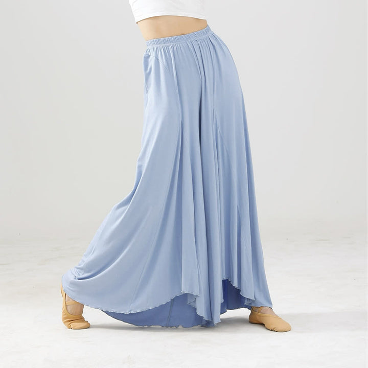 Pantaloni da yoga larghi e fluenti con volant in modal Olivenorma - Azzurro cielo - XL - image 9