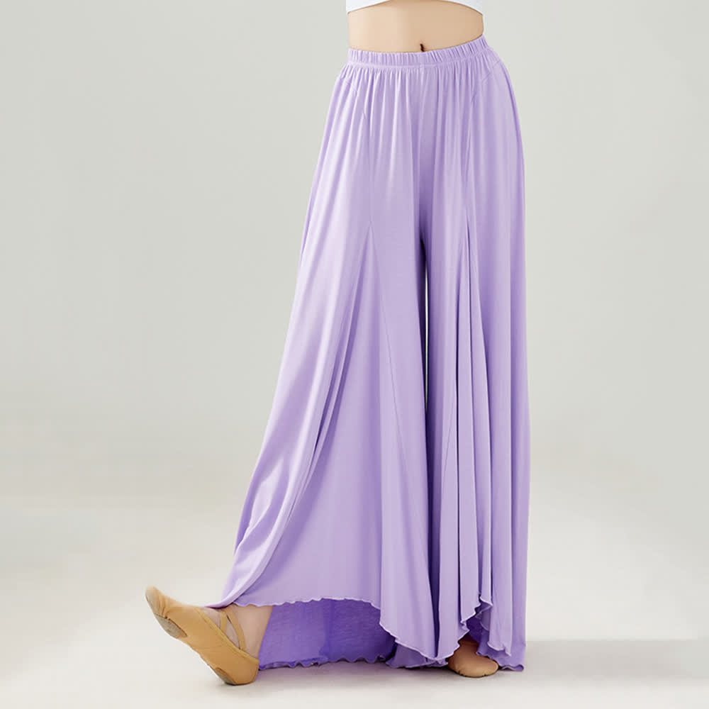 Pantaloni da yoga larghi e fluenti con volant in modal Olivenorma - Viola - XL - image 13