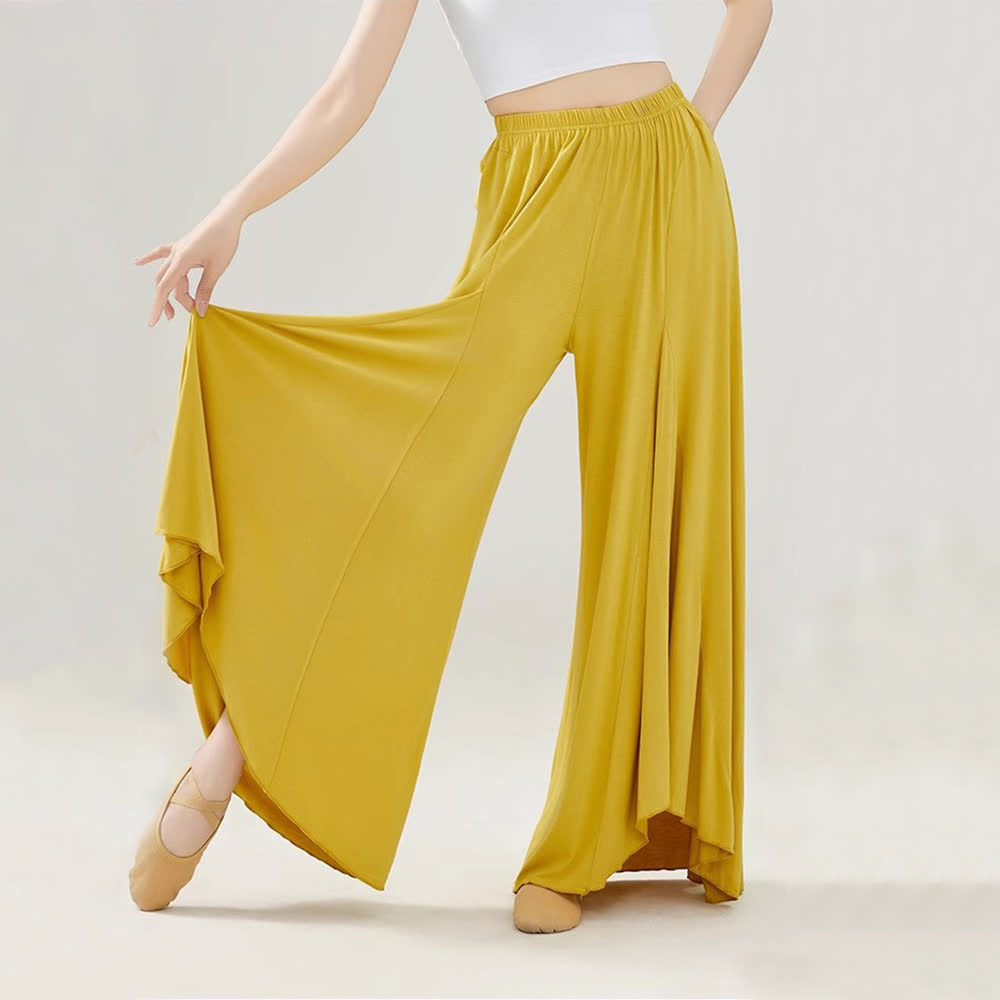 Pantaloni da yoga larghi e fluenti con volant in modal Olivenorma - Giallo - XL - image 1