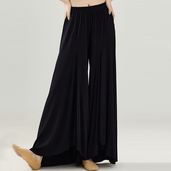 Pantaloni da yoga larghi e fluenti con volant in modal Olivenorma - Nero - XL - image 12