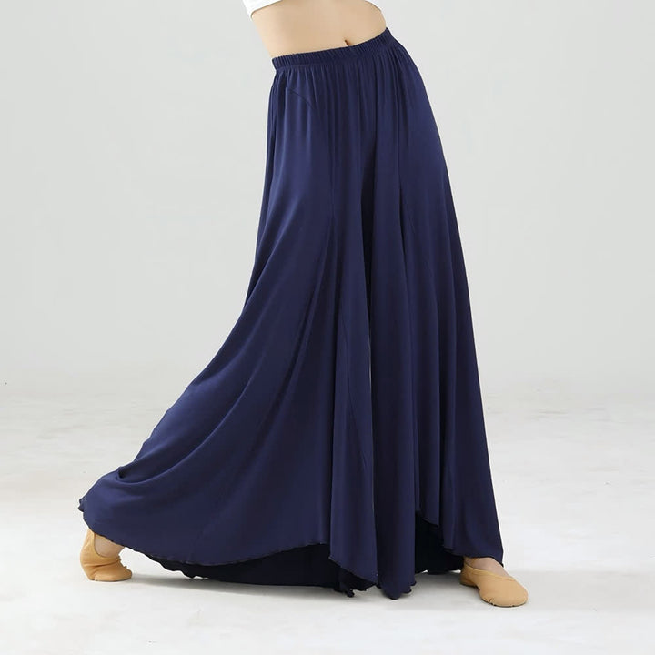 Pantaloni da yoga larghi e fluenti con volant in modal Olivenorma - Blu navy - XL - image 9