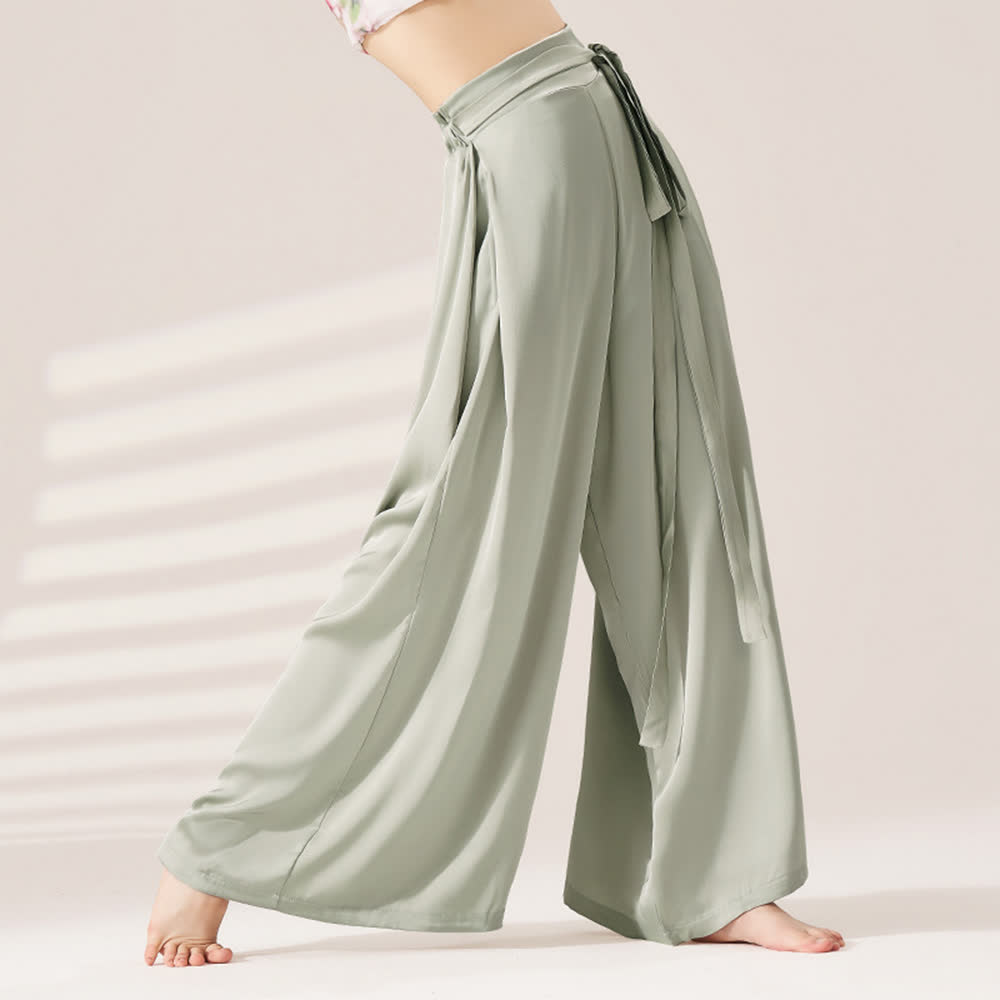 Olivenorma Pantaloni da yoga larghi e morbidi in poliestere con fasciatura - Grigio-verde - XL - image 4