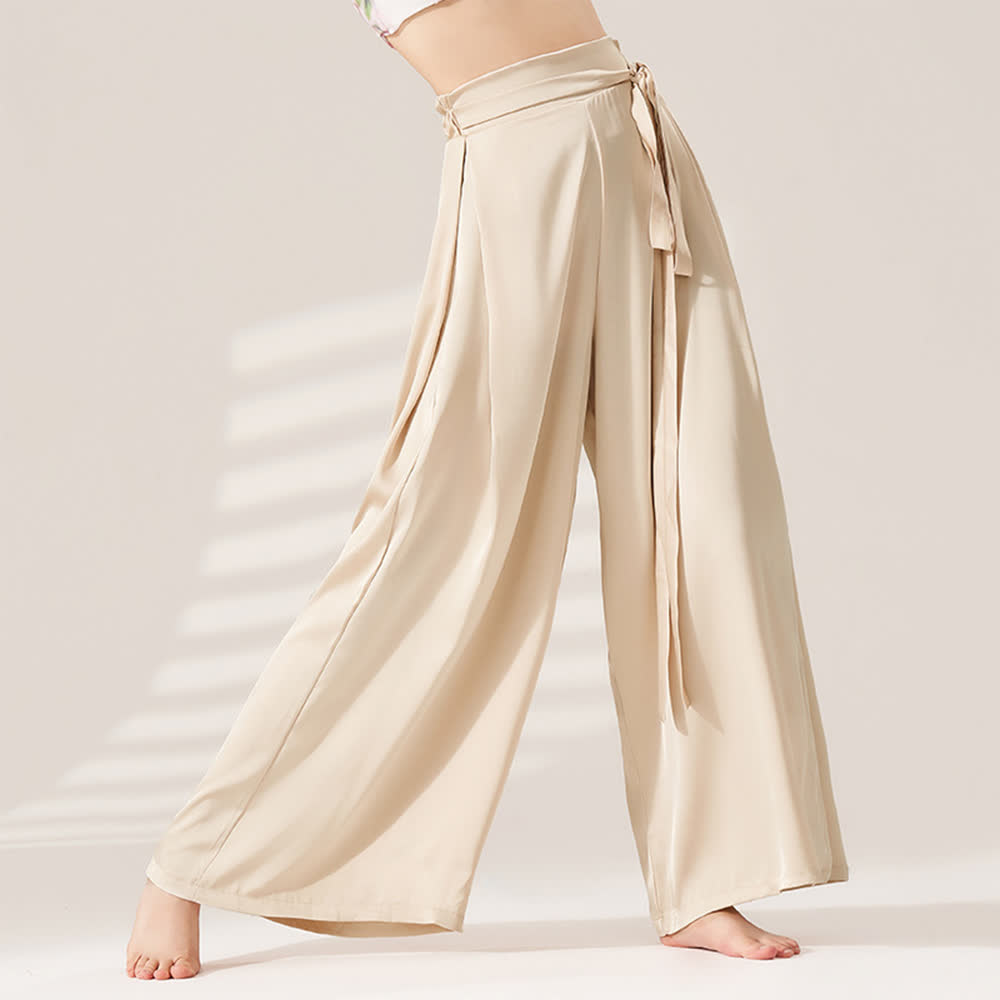 Olivenorma Pantaloni da yoga larghi e morbidi in poliestere con fasciatura - Beige - XL - image 1