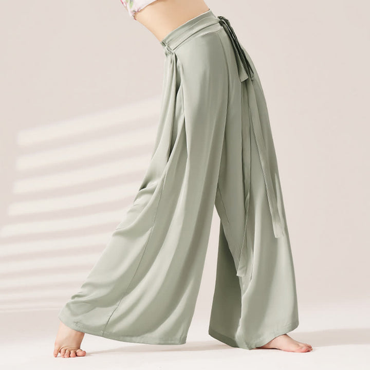 Olivenorma Pantaloni da yoga larghi e morbidi in poliestere con fasciatura - Grigio-verde - XL - image 5